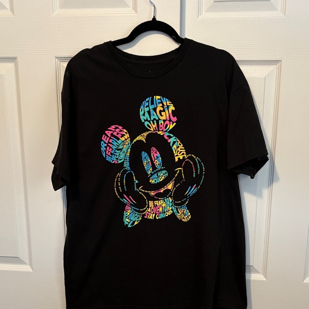 Disney Black T-Shirt with Colorful Graphic